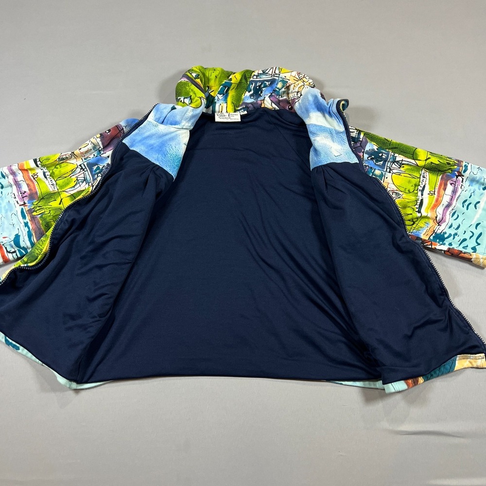 Michael Leu Full Zip Jacket Womens Large Multicolor Artistic Watercolor Print - Picture 3 of 11